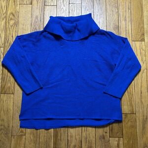 Style & Co Royal Blue Ribbed Cowl Neck Sweater High Low Hem Womens Large‎